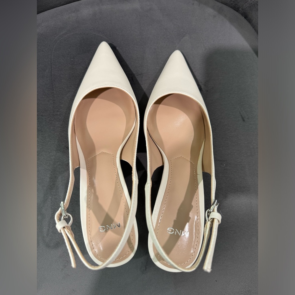 Mango kitten heel sling back pumps